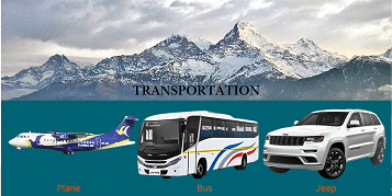 Transportation options for Annapurna Base Camp trek including jeep, bus, and local vehicles in Nepal.